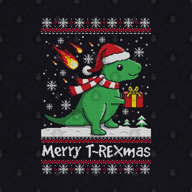 Merry t rex mas ugly christmas sweater by NemiMakeit